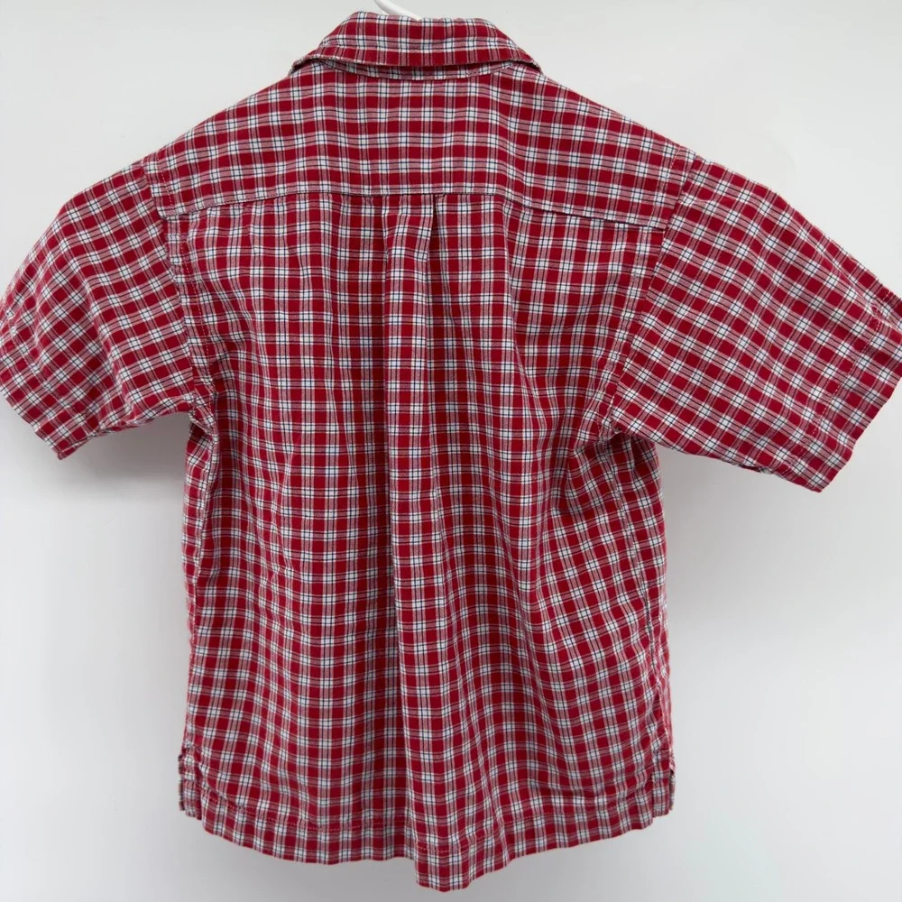 Ralph Lauren Kids Plaid Short Sleeve Button Up‎ Shirt Red White Blue Size 4